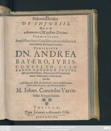 Disputatio Iuridica De Iniuriis