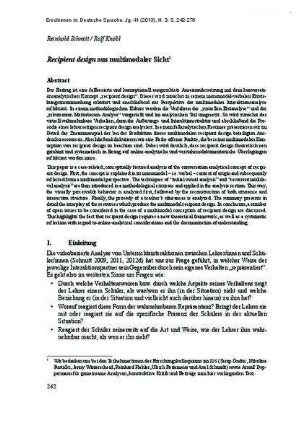 Recipient design aus multimodaler Sicht