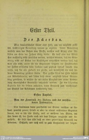 Erster Theil. Der Ackerbau