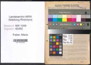 Entnazifizierung Maria Faber , geb. 16.08.1901 (Lehrerin)