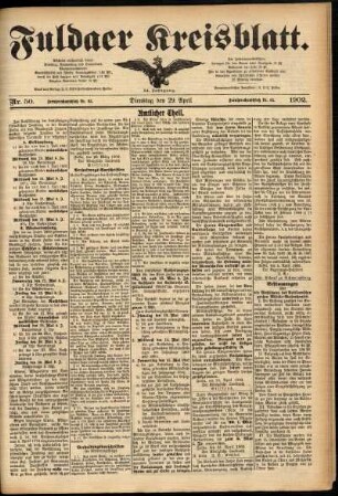 Zweite Ausgabe vom Dienstag, den 29. April 1902.