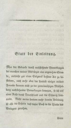 Statt der Einleitung