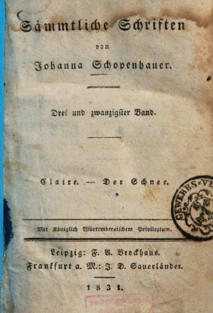 Sämmtliche Schriften, 23. Kleinere Erzählungen und Novellen ; Theil 5