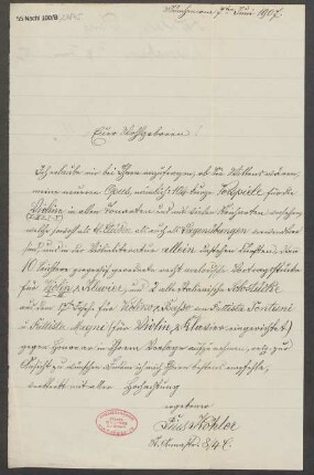 Brief an Ludwig Strecker <senior> und B. Schott's Söhne : 07.06.1907