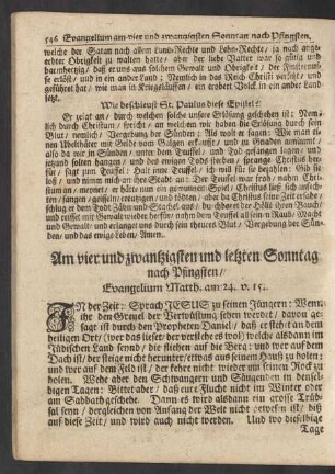 Am vier und zwantzigsten und letzten Sonntag nach Pfingsten / Evangelium Matth. am 14. v. 15.