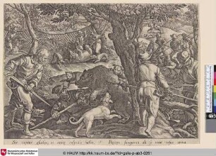 [Bear hunt in a netted terrain; Bärenjagd im mit Netzen abgegegrenzten Bereich]
