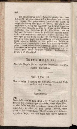 Zweyte Abtheilung. Specielle Regeln für die einzelnen Gegenstände des Elementar-Unterrichts.
