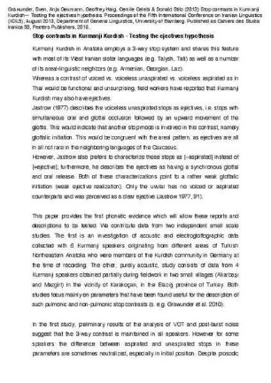 Stop contrasts in Kurmanji Kurdish - Testing the ejectives hypothesis