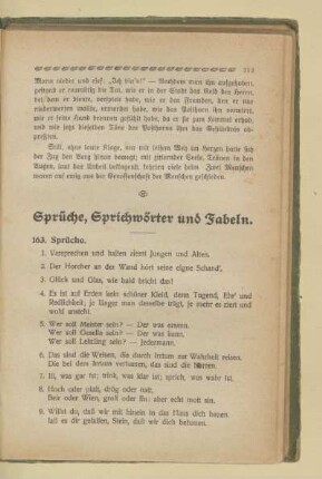 Sprüche, Sprichwörter und Fabeln