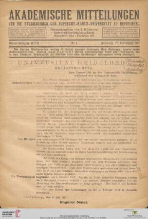 Nr. 1 (26. September 1917)