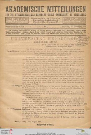 Nr. 1 (26. September 1917)