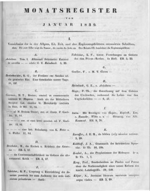 Monatsregister vom Januar 1839