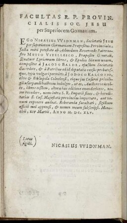 Facultas R. P. Provincialis Soc. Jesu per Superiorem Germaniam