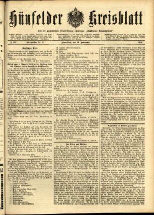 Ausgabe vom Samstag, den 14. November 1914.