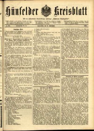 Ausgabe vom Samstag, den 14. November 1914.