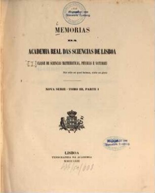Memorias da Académia Real das Sciências de Lisboa, 3,1. 1863