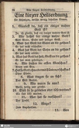 Eine kürzere Heilsordnung für diejenigen, welche wenig behalten können