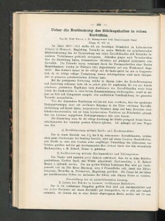 Ueber die Bestimmung des Stärkegahaltes in rohen Kartoffeln