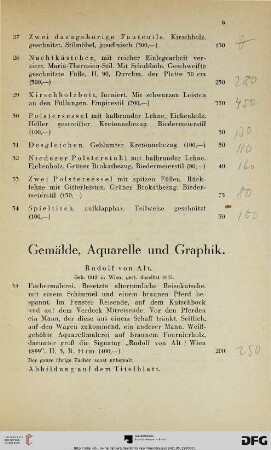 Gemälde, Aquarelle und Graphik (Nr. 35-149)
