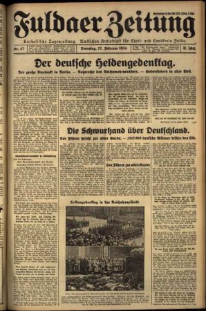 Ausgabe vom Dienstag, den 27. Februar 1934.