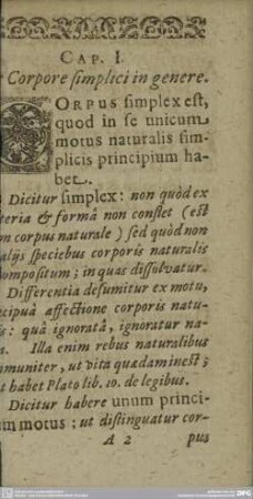 CAP. I. De Corpore simplici in genere.