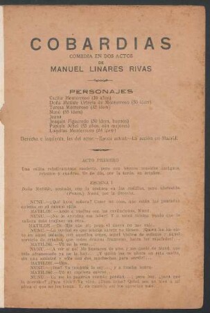 1928000100: Cobardías : comedia en dos actos
