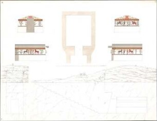 Ziebland, Georg Friedrich; Rom (Italien); Grabmäler, unbekante Tumuli, Wandmalereien u.a. - Figurenfriese (Grundriss, Details)