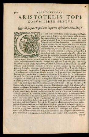 Aristotelis Topicorum Liber Sextus.