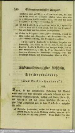 Siebenundzwanzigster Abschnitt. Die Brodbäckerey
