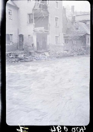 Das Hochwasser im Schwarzwassertal vom 6.07.1931. Zerstörtes Wohnhaus in Schwarzenberg : Das Hochwasser im Schwarzwassertal vom 6.07.1931