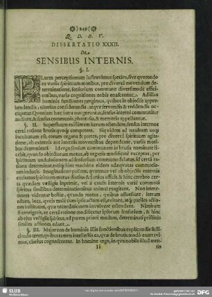 Dissertatio XXXII. De Sensibus Internis