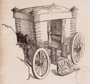 Vierrädriger Prunkwagen : Prunkwagen, vierrädrig, Zeichnung
