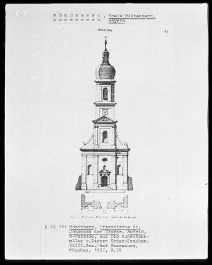 Aufriss der katholischen Pfarrkirche Sankt Johannes Baptista