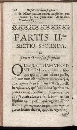 Sectio Secunda. De Justitia versus seipsum.