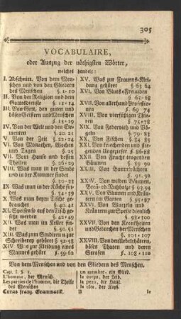 Vocabulaire, oder Auszug der nöthigsten Wörter
