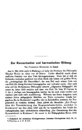Zur Konzentration und harmonischen Bildung