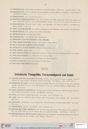 Griechische Thongefäße, Terracottafiguren und Köpfe (Nr. 431 - 487)