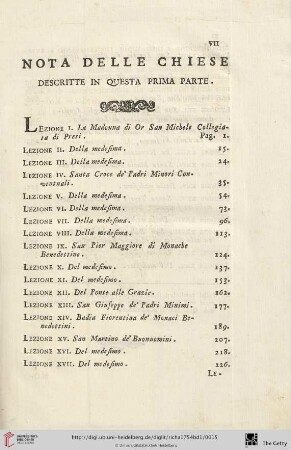 Nota delle Chiese descritte in questa prima parte