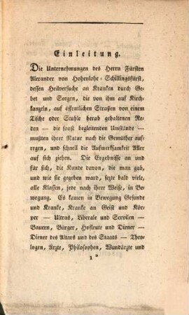 Darstellung der Ereignisse bey den vom Herrn Fürsten von Hohenlohe zu Bamberg unternommenen Heilversuchen, wie sie sich in Wahrheit zugetragen