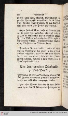 Von dem ehmaligen Dünkgericht zu Biel- Bencken.