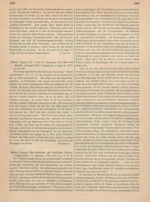 187 [Rezension] Hirsch, Emanuel, Der Sinn des Gebets