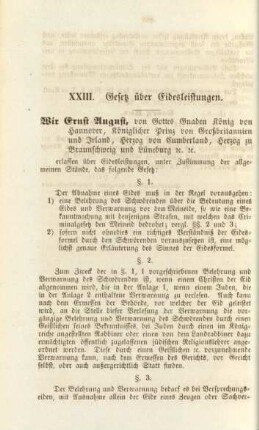XXIII. Gesetz über Eidesleistungen