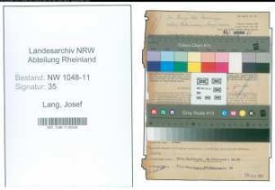 Entnazifizierung Josef Lang , geb. 28.08.1886 (Stellmacher)