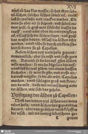 Versetzung der äschen zu Capellen