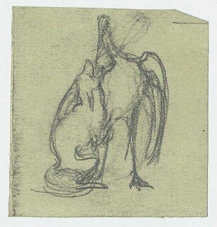 Skizze für Exlibris : Vogel und Hund