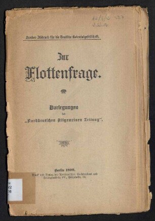 Zur Flottenfrage - Darlegungen der "Norddeutschen Allgemeinen Zeitung".