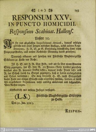Responsum XXV. In Puncto Homicidii