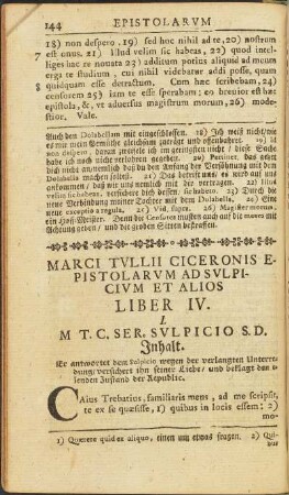 Epistolarum Ciceronis Liber IV.
