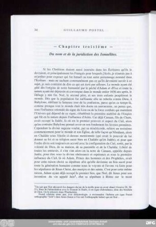 - Chapitre troisième - Du nom et de la juridiction des Ismaélites.