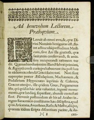 Ad benevolum Lectorem Præloquium.